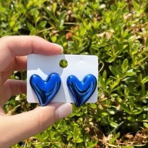 Blue Heart Earrings (LARGE)